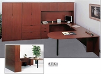 Picture of Laminate U Shape Executive Office Desk Workstation with Hutch and Storage Cabinet