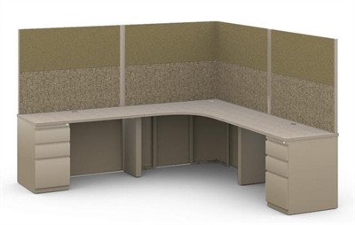 Picture of 8' x 8' L Shape Office Desk Cubicle Workstation, 8 x 8 Steel Office Desk Cubicle