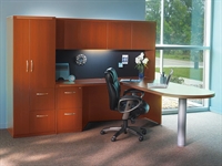 Picture of Mayline Aberdeen Transitional L Shape Office Desk Workstation with Wardrobe Storage 