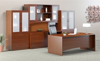 Picture of Mayline Brighton Laminate Executive Office Desk Workstation with Storage Credenza