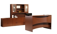 Picture of Mayline Brighton Laminate Reception Desk Workstation with Storage Credenza 
