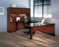 Picture of Mayline Corsica Veneer U Shape Peninsula Office Desk Workstation