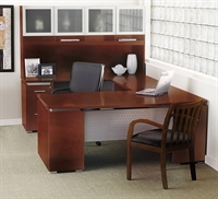 Picture of Mayline Eclipes Contemporary Veneer U Shaped Office Desk Workstation with Closed Hutch