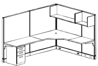 Picture of 6' x 6' L Shape Electrified Cubicle Workstation with Filing Pedestal