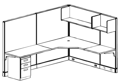 Picture of 6' x 6' L Shape Electrified Cubicle Workstation with Filing Pedestal