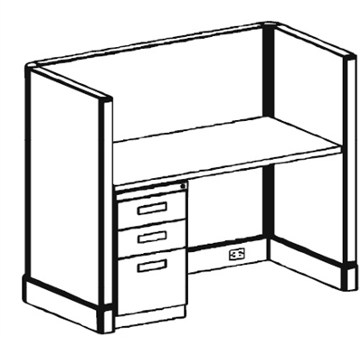 Picture of 2' x 4' Electrified Telemarketing Office Cubicle Workstation