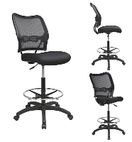 Picture of Office Star Armless Mesh Drafting Chair with Adjustable Footring
