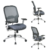 Picture of Office Star 15-SXM77Y618R Mid Back Blue Mesh Office Chair, Lumbar with Platinum Finish