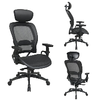 Picture of Office Star 27876 High Back Executive Offce Mesh Chair with Headrest, Gunmetal Base