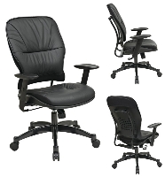 Picture of Office Star 2900 Mid Back Black Leather Office Chair, Gunmetal Base