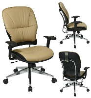 Picture of Office Star 32-88P918P Mid Back Taupe Leather Office Chair, Aluminum Base