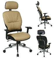 Picture of Office Star 32-88P918PHL High Back Executive Taupe Office Chair, Aluminum Base