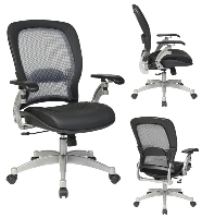 Picture of Office Star 3680 Mid Back Manager AirGrid Leather Office Chair, Platinum Base