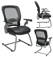Picture of Office Star 3685 Guest Visitor Side AirGrid Mesh Back, Leather Seat Chair, Sled Base