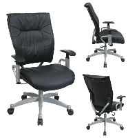 Picture of Office Star 3901 Mid Back Black Leather Office Chair, Platinum Base