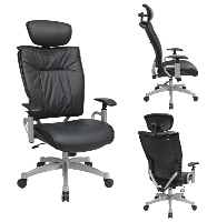 Picture of Office Star 39016 High Back Executive Black Leather Office Chair, Platinum Base
