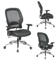 Picture of Office Star 335-47P918P Mid Back AirGrid Mesh Office Chair, Leather Seat with Aluminum Base
