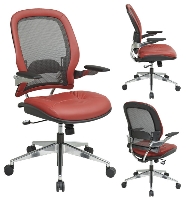 Picture of Office Star 335-L92P91A3 Mesh Task Chair with Crimson Leather Seat