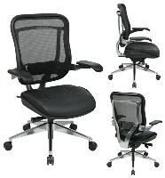 Picture of Office Star 818A, 818A-41P9C1C3 High Back Mesh Back Chair, Leather Seat, 300 Lbs.