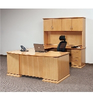 Picture of Office Star Mendocino MENTYP12, Veneer U Shape Office Desk Workstation, Bow Top