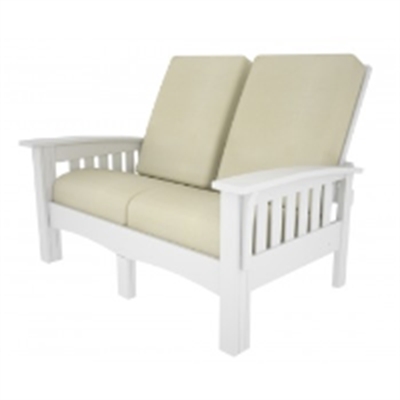 Picture of Polywood Deep Seat Mission MS5743, Outdoor Recycled Plastic with Cushion Two Seat Loveseat Chair
