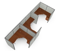 Picture of OFM Rize R1X3-6372-V, Cluster of 3 L Shape 72" Office Desk Cubicle Workstation