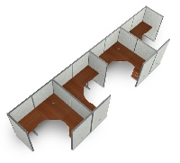 Picture of OFM Rize R1X4-6372-V, Cluster of 4, L Shape 72" Office Desk Cubicle Workstation