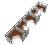 Picture of OFM Rize R1X5-6372-P, Cluster of 5, L Shape 72" Office Desk Cubicle Workstation