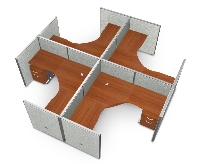 Picture of OFM Rize R2X2-4772-V, Cluster of 4, L Shape 72" Office Desk Cubicle Workstation