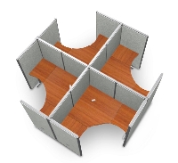Picture of OFM Rize R2X2-6360-V, Cluster of 4, L Shape 60" Office Desk Cubicle Workstation