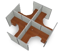 Picture of OFM Rize R2X2-6372-V, Cluster of 4, L Shape 72" Office Desk Cubicle Workstation