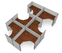 Picture of OFM Rize R2X3-4760-V, Cluster of 6, L Shape 60" Office Desk Cubicle Workstation