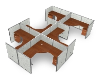 Picture of OFM Rize R2X3-4772-V, Cluster of 6, L Shape 72" Office Desk Cubicle Workstation