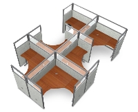 Picture of OFM Rize R2X3-6360-P, Cluster of 6, L Shape 60" Office Desk Cubicle Workstation