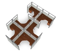 Picture of OFM Rize R2X3-6372-P, Cluster of 6, L Shape 72" Office Desk Cubicle Workstation
