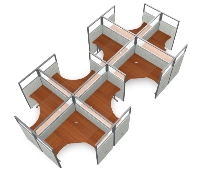 Picture of OFM Rize R2X4-6360-P, Cluster of 8, L Shape 60" Office Desk Cubicle Workstation