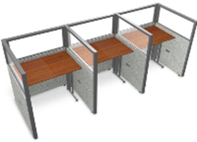 Picture of OFM Rize T1X3-4736-P, Cluster of 3, 36" Telemarketing Office Cubicle Workstation