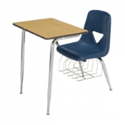 Picture of Scholar Craft 600 620 Series 627, Poly Classroom Combo Desk Chair, Bookbasket,Plastic Top