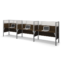 Picture of Bestar Pro-Biz 100872D, 100872D-69 Cluster of 3 Telemarketing Laminate Cubicle Workstation