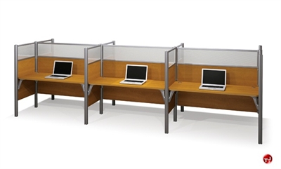 Picture of Bestar Pro-Biz 100873D,100873D-68 Cluster of 3 Telemarketing Laminate Cubicle Workstation