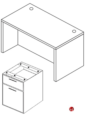 Picture of 36" x 72" Laminate Office Desk, Single Pedestal