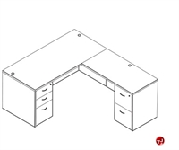 Picture of Laminate L Shape Office Desk Curve Workstation, 2 Filing Pedestals