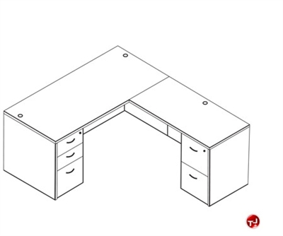 Picture of Laminate L Shape Office Desk Curve Workstation, 2 Filing Pedestals