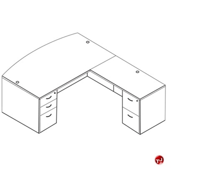 Picture of Laminate L Shape Bowfront Office Desk Workstation, 2 Filing Pedestals