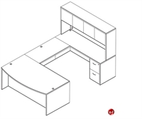 Picture of Laminate U Shape Bowfront Office Desk Workstation, 2 Filing Pedestals