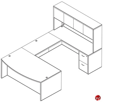 Picture of Laminate U Shape Bowfront Office Desk Workstation, 2 Filing Pedestals