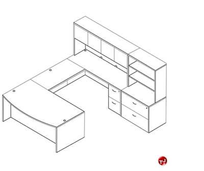 Picture of Laminate U Shape Bowfront Office Desk Workstation, 2 Filing Pedestals