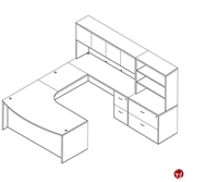 Picture of Laminate U Shape Bowfront Office Desk Workstation, Filing Pedestals