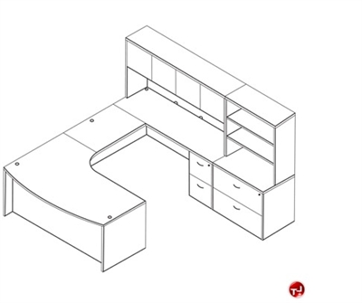 Picture of Laminate U Shape Bowfront Office Desk Workstation, Filing Pedestals