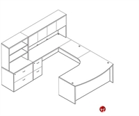 Picture of Laminate U Shape Bowfront Office Desk Workstation, Lateral Filing Pedestal